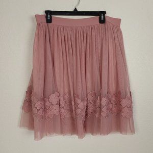 Forever 21 Dusty Rose Tulle Lace Trim Skirt
